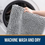 Buganda Bathroom Rugs 30x20, Quick Dry Machine Washable Chenille Bath Mats with Rubber Backing, Grey - Image 69