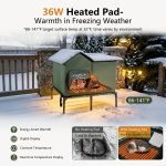 YUWENUS Heated Outdoor Cat House with Heated Pad and Escape Door for Outdoor Weatherproof Cat Shelter Insulated Outdoor Cat House,Green,Small - Image 15