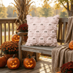 Sm:)e Embroidered Goost Plush Faux Fur Jacquard Halloween Throw Pillow Cover 18x18 Inch White, Set of 2 Silky Soft Cushion Case for Sofa Couch - Image 27